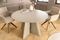 Runder Esstisch ORGANIKO 120cm cement greige mit skulpturalem Säulengestell