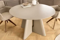 Runder Esstisch ORGANIKO 120cm cement greige mit skulpturalem Säulengestell