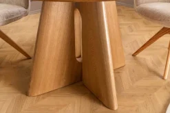 Runder Esstisch ORGANIKO 120cm weiß natur Eichenholz Keramik Marmor