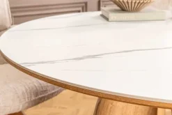 Runder Esstisch ORGANIKO 120cm weiß natur Eichenholz Keramik Marmor