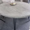 Runder Esstisch SCORPION 120cm grau Mangoholz massiv schwarze Metallbeine Hairpin Legs