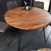 Runder Esstisch SCORPION 120cm Akazie natur Massivholz Hairpin Legs Retro Design