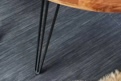 Runder Esstisch SCORPION 120cm Akazie natur Massivholz Hairpin Legs Retro Design