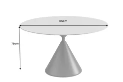 Runder Esstisch SIGNATURE 135cm weiß Marmor Keramik schwarzes Metallgestell Säulenfuß