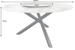 Runder Esstisch SPIN 150cm weiß grau gold 360° drehbare Servierplatte Aurora Oro Keramik