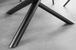 Runder Esstisch SPIN 150cm weiß mit 360° drehbarer Servierplatte Marmor Keramik schwarz