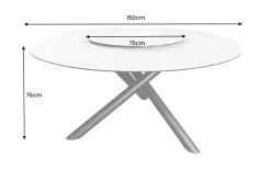 Runder Esstisch SPIN 150cm weiß mit 360° drehbarer Servierplatte Marmor Keramik schwarz
