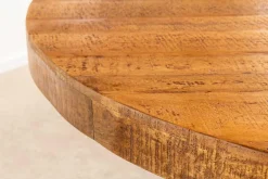 Runder Esstisch THOR 140cm natur massives Mangoholz schwarzes Metallgestell
