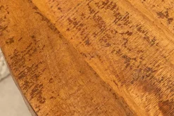 Runder Esstisch THOR 140cm natur massives Mangoholz schwarzes Metallgestell