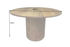 Runder Esstisch TRES CHIC 140cm braun Sheeshamholz stone finish massiv mit Säulenfuß