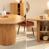 Runder Esstisch TRES CHIC 120cm braun Mangoholz Massivholz mit Stauraum