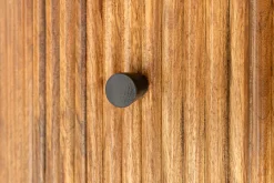 Runder Esstisch TRES CHIC 120cm braun Mangoholz Massivholz mit Stauraum