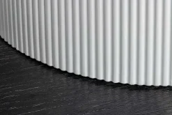 Runder Esstisch UNIQUE 120cm weiß Keramik mit Säulenfuß