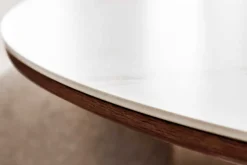 Runder Esstisch UNIQUE 120cm weiß braun Walnussholz Keramik Marmor Säulenfuß