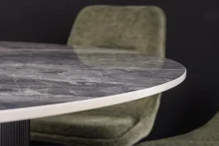 Runder Esstisch UNIQUE 120cm schwarz Keramik mit Säulenfuß