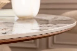 Runder Esstisch UNIQUE 120cm weiß grau braun Pandora Keramik Walnuss Säulenfuß