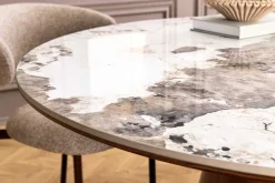 Runder Esstisch UNIQUE 120cm weiß grau braun Pandora Keramik Walnuss Säulenfuß