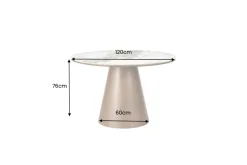 Runder Esstisch UNIQUE 120cm weiß grau braun Pandora Keramik Walnuss Säulenfuß