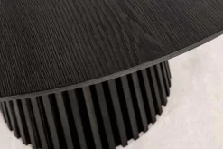 Runder Esstisch VALHALLA WOOD 140cm schwarz Eichenholz Säulenfuß