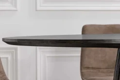 Runder Esstisch VALHALLA WOOD 140cm schwarz Eichenholz Säulenfuß