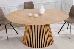 Runder Esstisch VALHALLA WOOD 140cm natur Eichenholz Säulenfuß