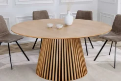 Runder Esstisch VALHALLA WOOD 140cm natur Eichenholz Säulenfuß