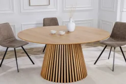 Runder Esstisch VALHALLA WOOD 140cm natur Eichenholz Säulenfuß
