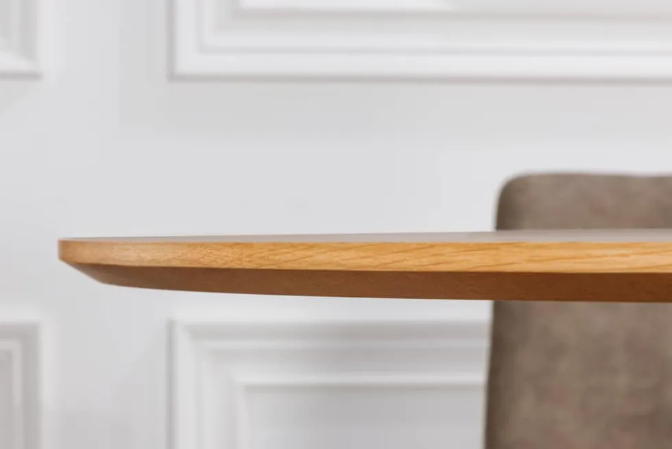 Runder Esstisch VALHALLA WOOD 120cm natur Eichenholz Säulenfuß