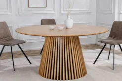 Runder Esstisch VALHALLA WOOD 120cm natur Eichenholz Säulenfuß