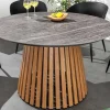 Runder Esstisch VALHALLA 115cm Keramik Lamellen-Design Indoor Outdoor