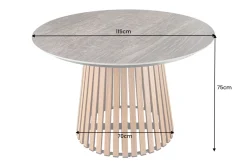 Runder Esstisch VALHALLA 115cm Keramik Lamellen-Design Indoor Outdoor