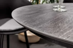 Runder Esstisch VALHALLA 115cm Keramik Lamellen-Design Indoor Outdoor