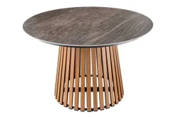 Runder Esstisch VALHALLA 115cm Keramik Lamellen-Design Indoor Outdoor