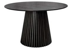 Runder Esstisch VALHALLA WOOD 120cm schwarz Eichenholz Säulenfuß
