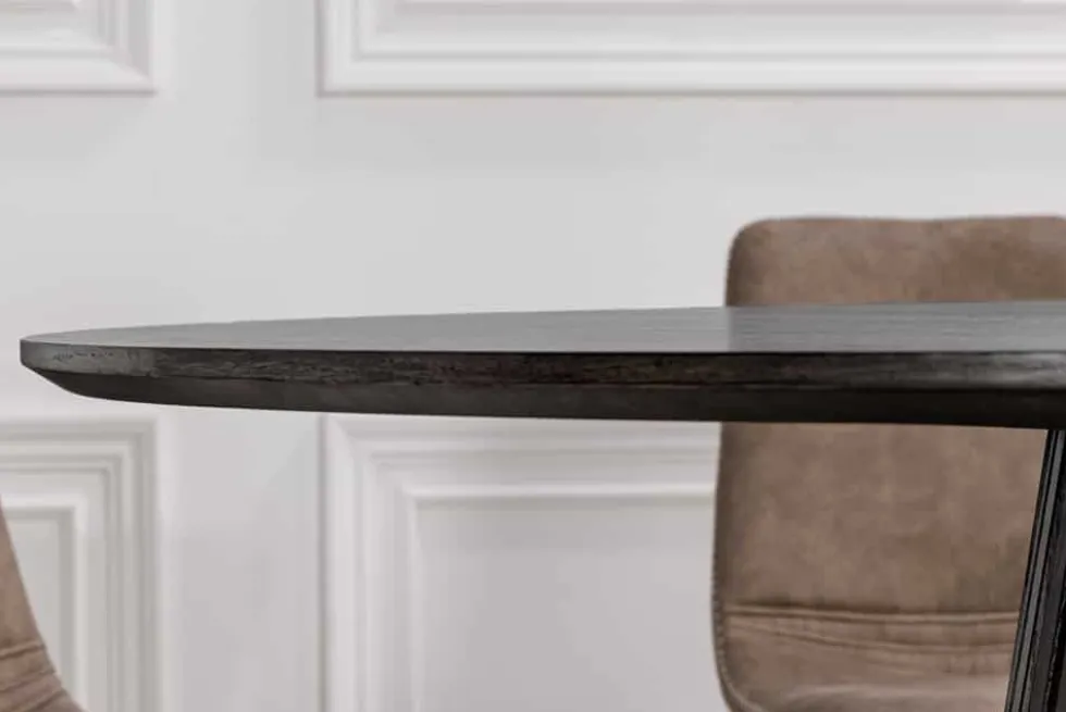 Runder Esstisch VALHALLA WOOD 120cm schwarz Eichenholz Säulenfuß