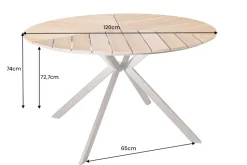 Runder Gartentisch DESIGNO 120cm natur Holz-Design greige Metall In- und Outdoor