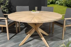 Runder Gartentisch KOPENHAGEN 140cm natur Akazie Massivholz In- und Outdoor wetterfest