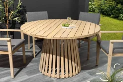 Runder Gartentisch KOPENHAGEN 120cm natur Akazie Massivholz In- und Outdoor wetterfest