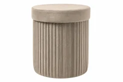 Runder Hocker ÉLAN 40cm champagner greige Samt faltbar mit Stauraum
