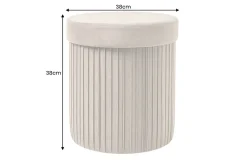 Runder Hocker ÉLAN 40cm champagner greige Samt faltbar mit Stauraum