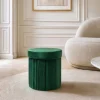 Runder Hocker ÉLAN 40cm grün Samt faltbar mit Stauraum