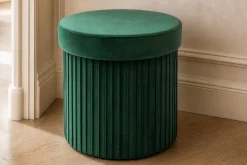 Runder Hocker ÉLAN 40cm grün Samt faltbar mit Stauraum