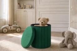 Runder Hocker ÉLAN 40cm grün Samt faltbar mit Stauraum