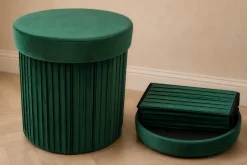 Runder Hocker ÉLAN 40cm grün Samt faltbar mit Stauraum