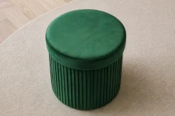 Runder Hocker ÉLAN 40cm grün Samt faltbar mit Stauraum