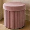 Runder Hocker ÉLAN 40cm rosa Samt faltbar mit Stauraum