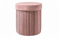 Runder Hocker ÉLAN 40cm rosa Samt faltbar mit Stauraum