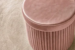 Runder Hocker ÉLAN 40cm rosa Samt faltbar mit Stauraum