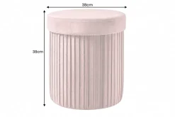Runder Hocker ÉLAN 40cm rosa Samt faltbar mit Stauraum