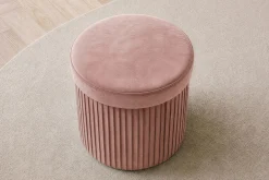 Runder Hocker ÉLAN 40cm rosa Samt faltbar mit Stauraum